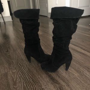 Black Suede Heeled Boots